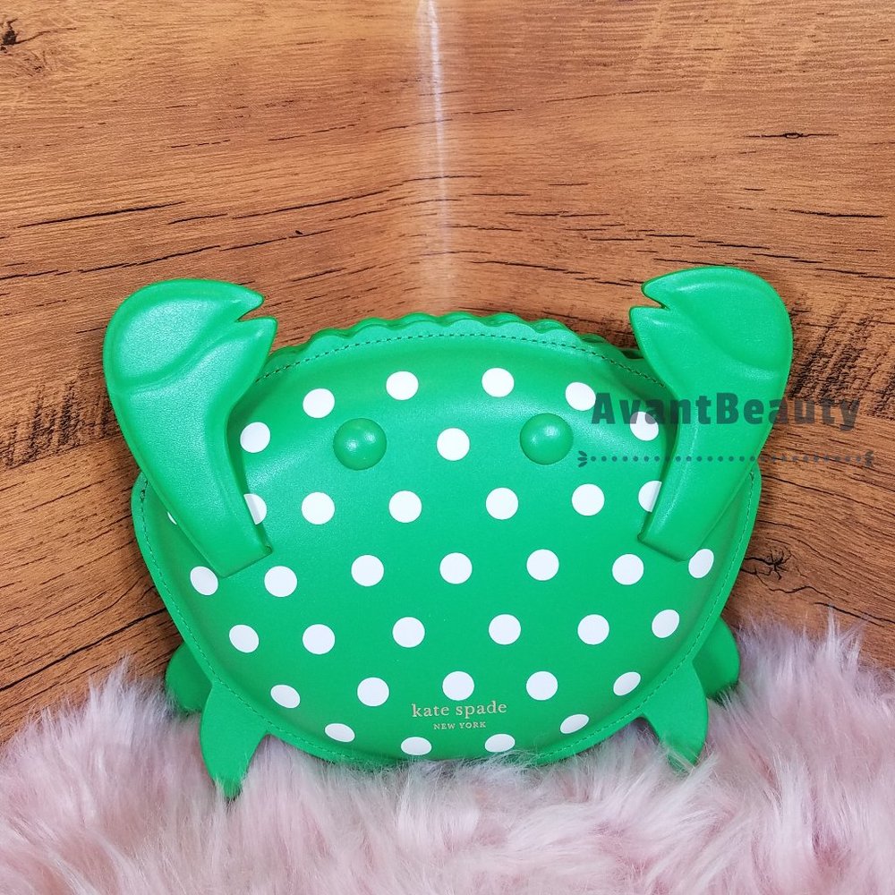 NWT Kate Spade Shelly Crab Novelty Crossbody Green White Polka Dots Purse